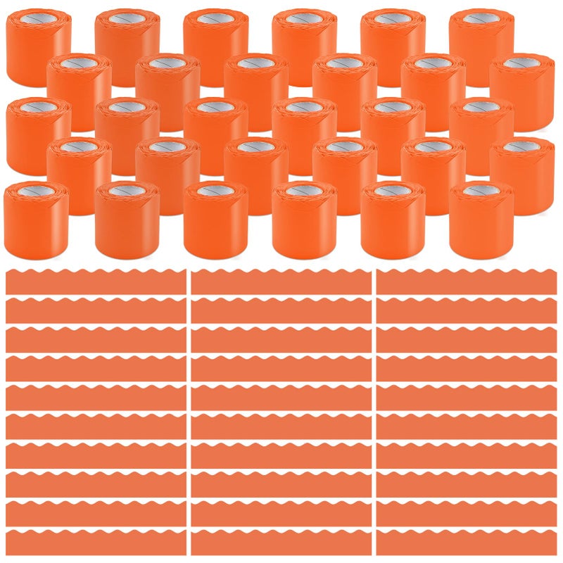 Bermoge 30 Rolls 984 Ft Fall Bulletin Board Borders - Autumn Thanksgiving Scalloped Border for Bulletin Board Trim - Teacher Borders Decoration for Classroom, School, Poster, Home, Office Decor (Orange) - Image 1